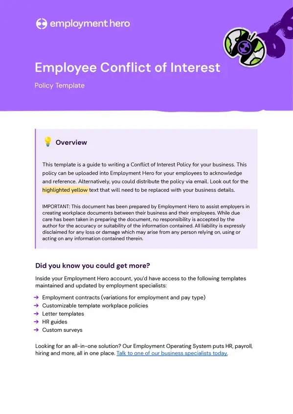 Download the Employee Conflict of Interest Policy Template