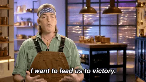 GIF of a man saying, "I want to lead us to victory"