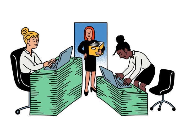 Woman entering a room with two women organizing their files