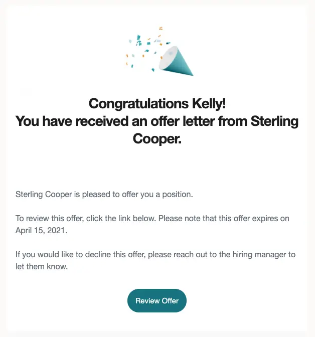 a candidate receives an offer