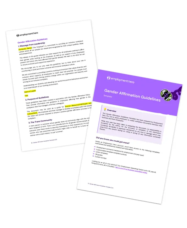 CA Gender Affirmations Policy Template by Employment Hero