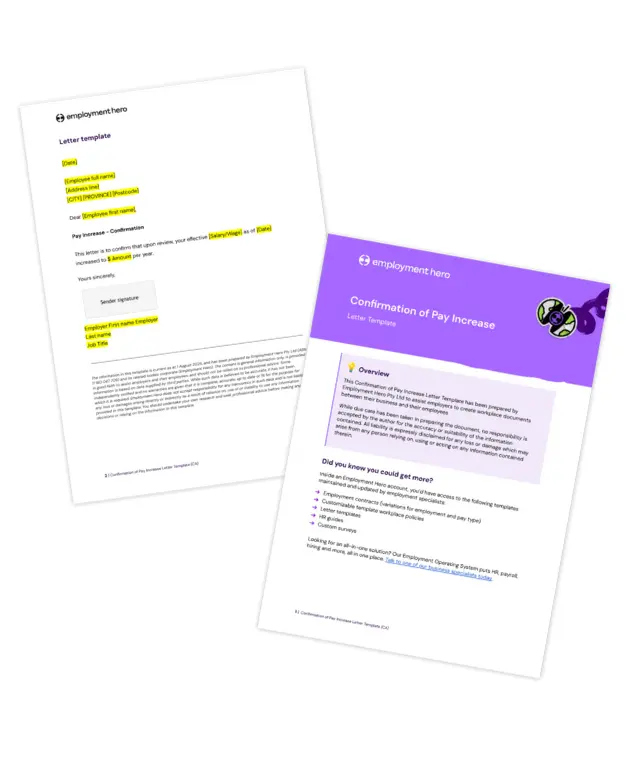 Pay increase policy template preview.
