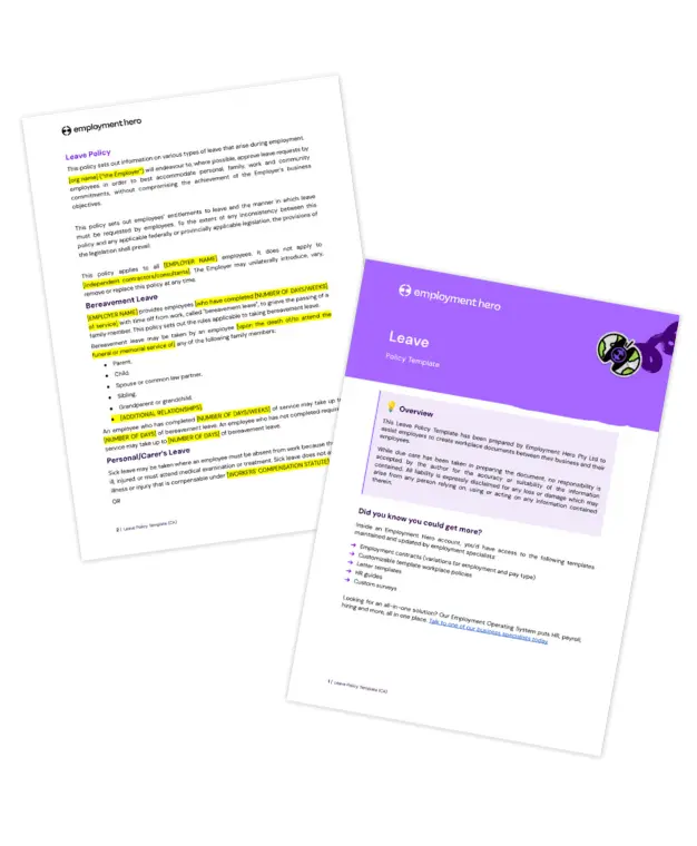 Leave policy template preview.