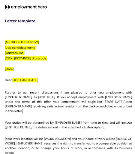Letter template indefinite
