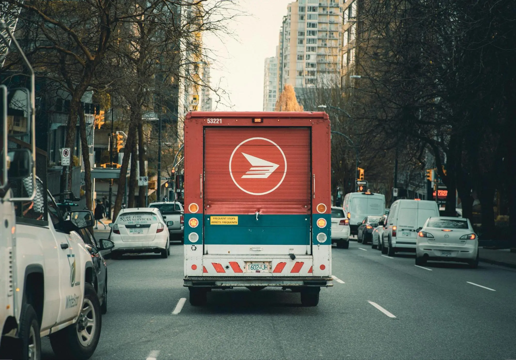 Truck driving away