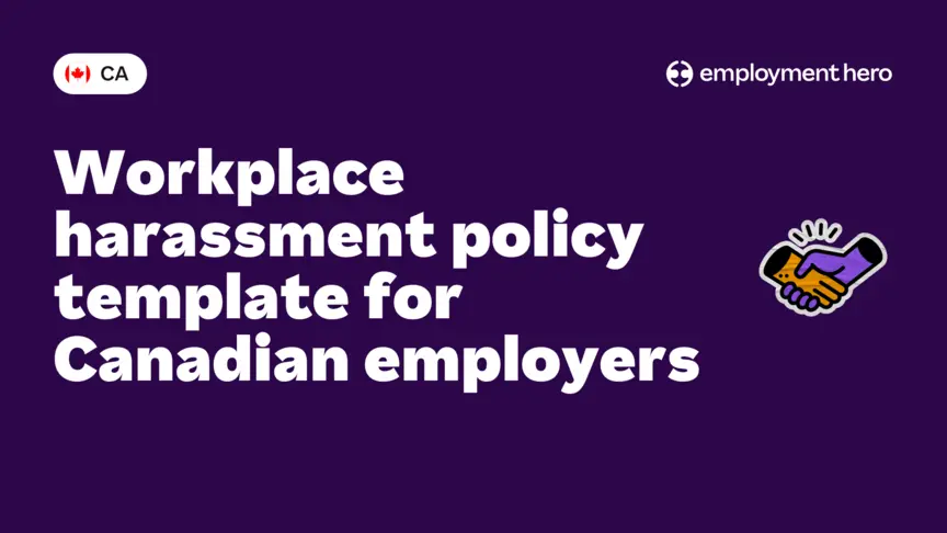 Workplace harassment policy template banner.