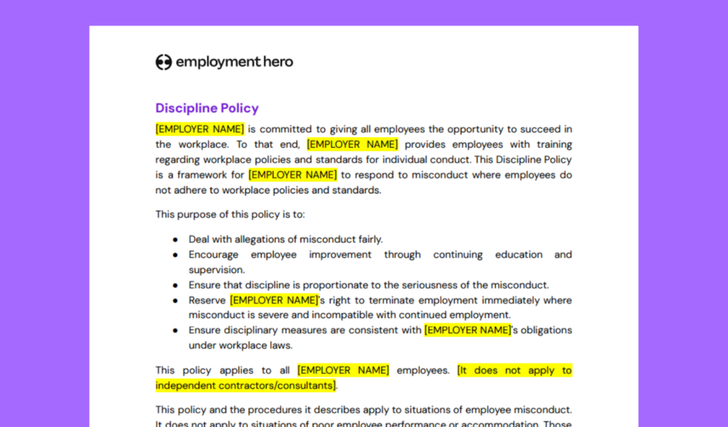 Workplace health and safety policy template preview