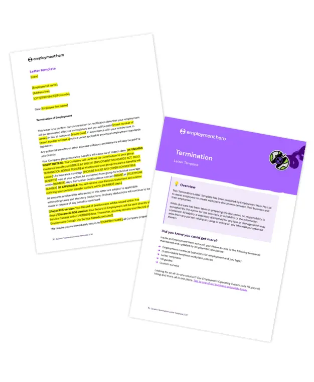 CA Termination Template by Employment Hero
