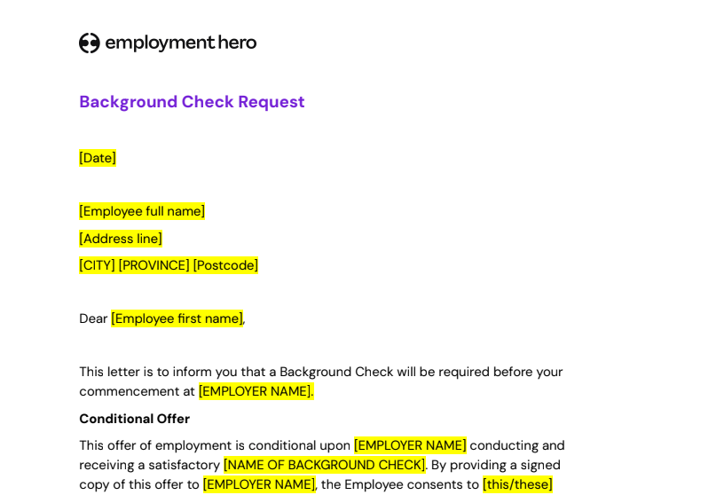background check template preview