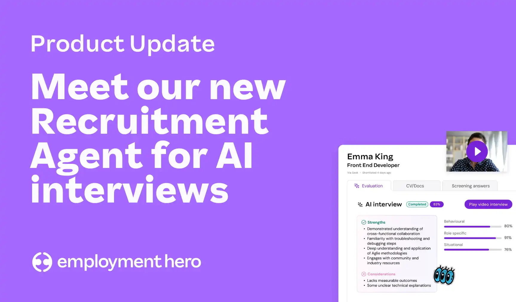 Meet Employment Hero’s new Recruitment Agent for AI interviews