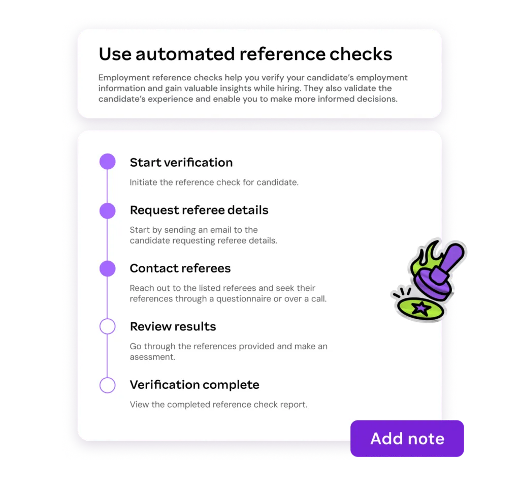 Infographic showing five-step process for conducting automated employment reference checks