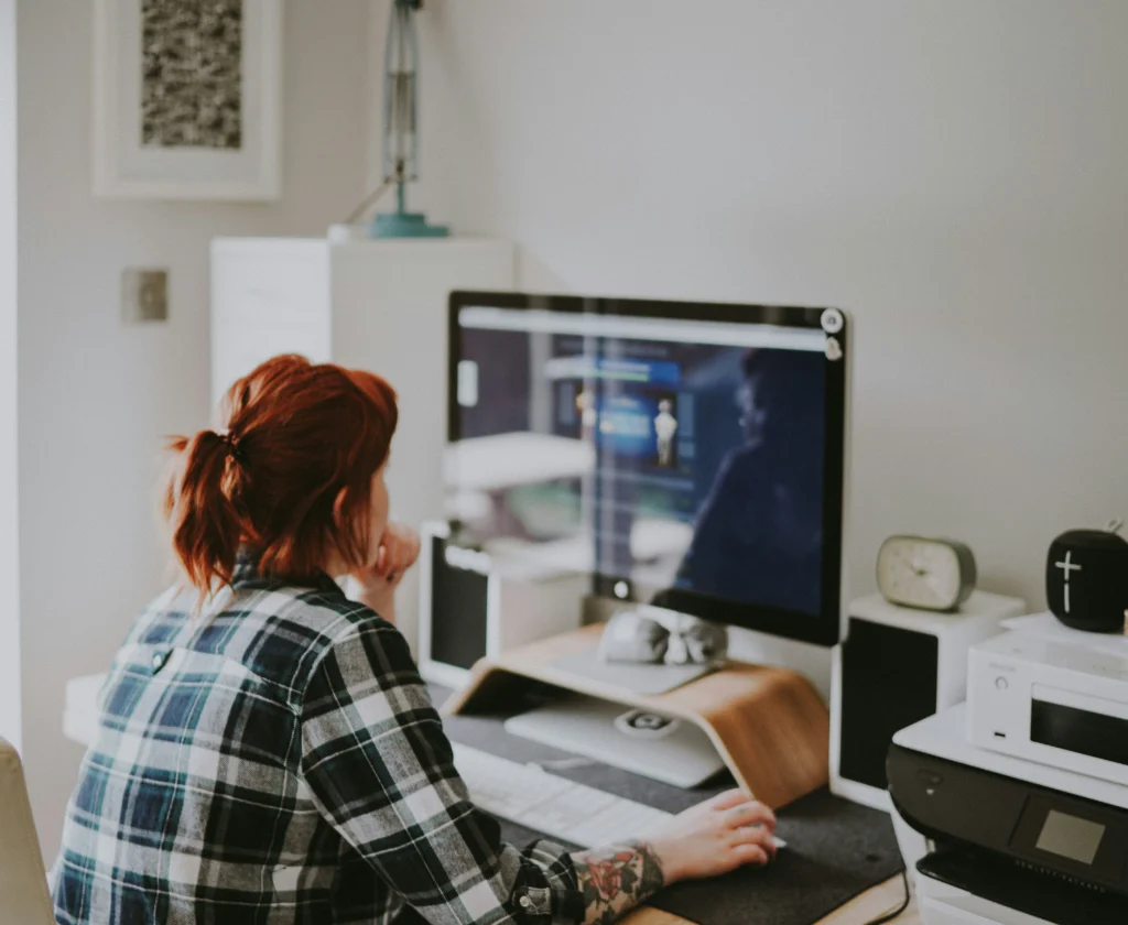 Woman looking at her computer