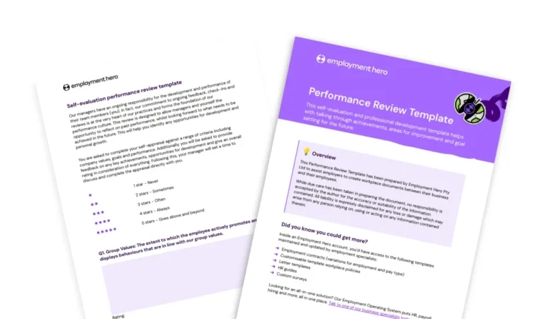 Performance review template preview