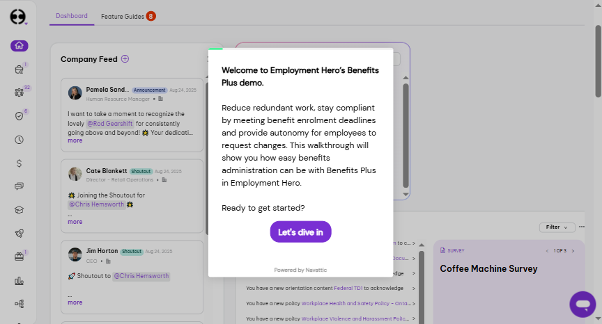 Benefits dashboard