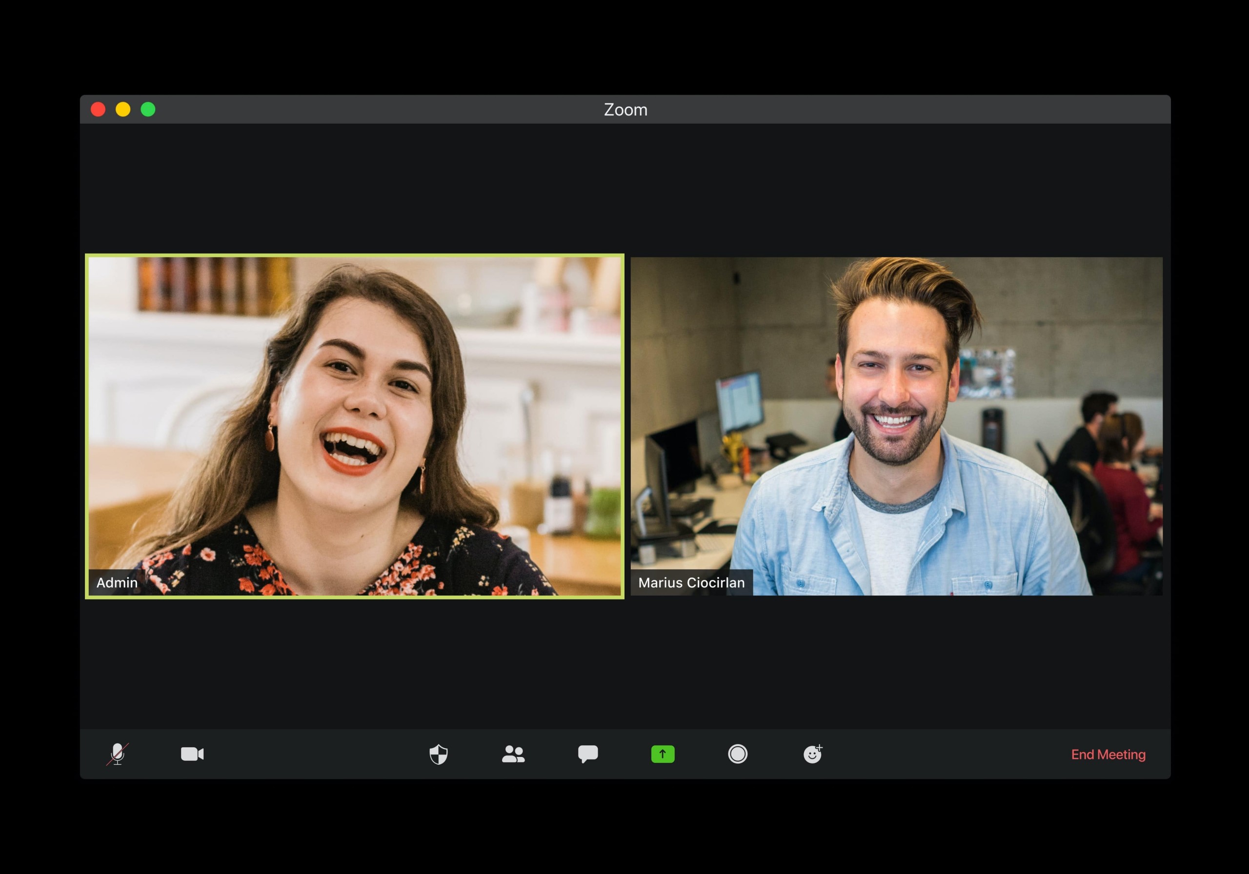 Picture of two people in an online meeting