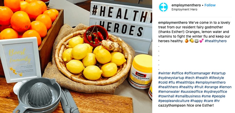 Healthy Hero station at Employment Hero