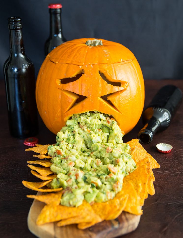 Carved Halloween puking pumpkin