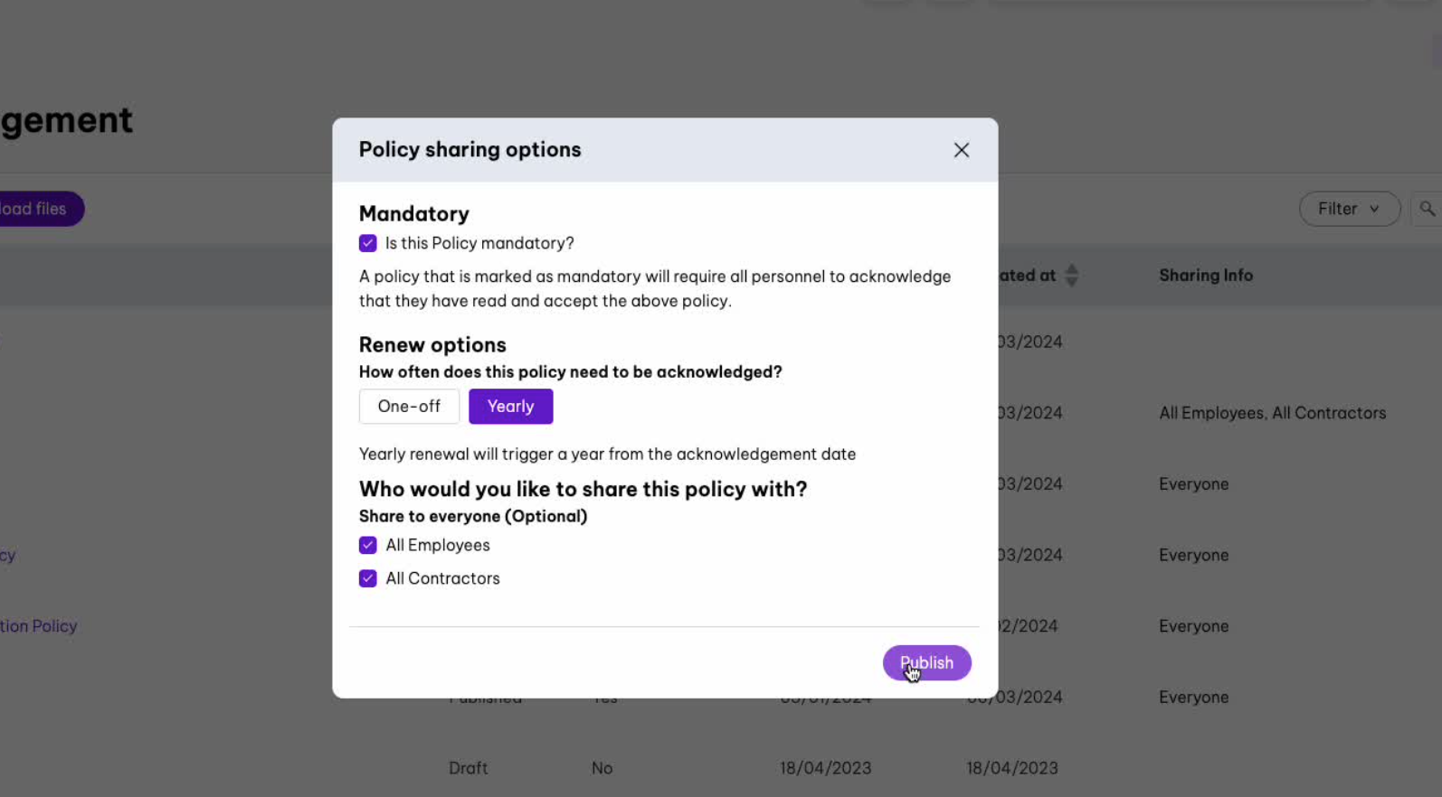 policy acknowledgement 