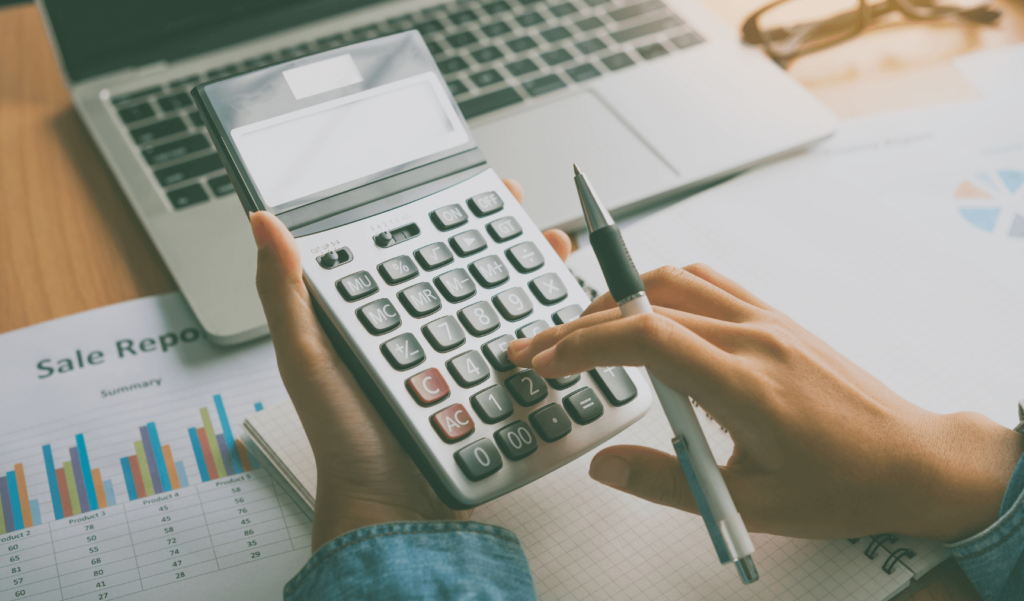 man using calculator