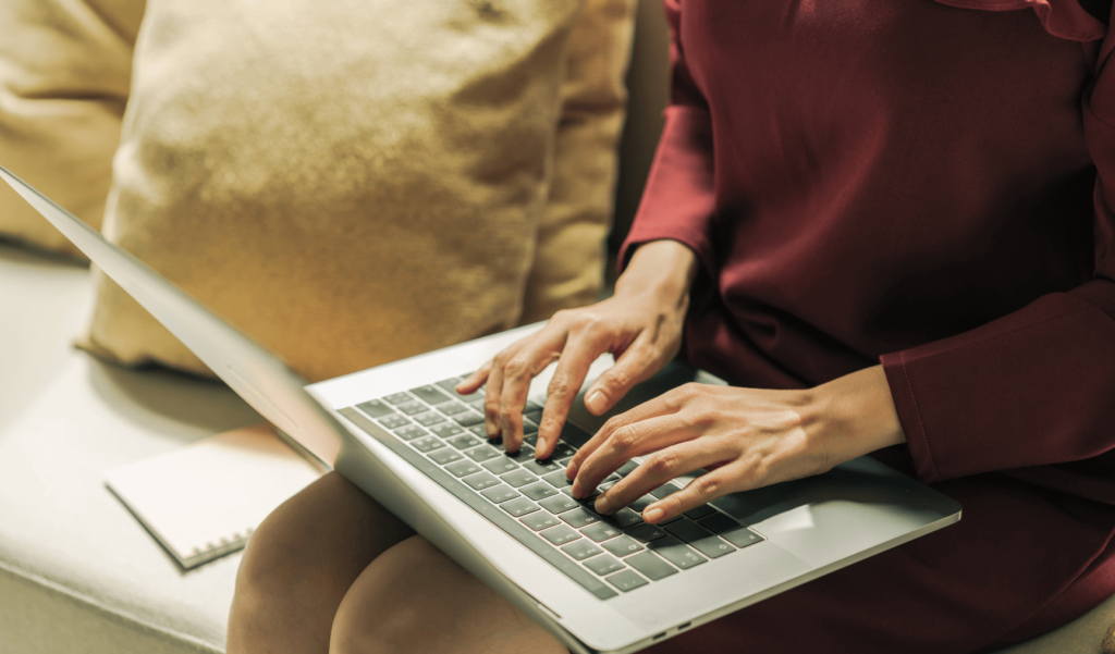 woman working on laptop