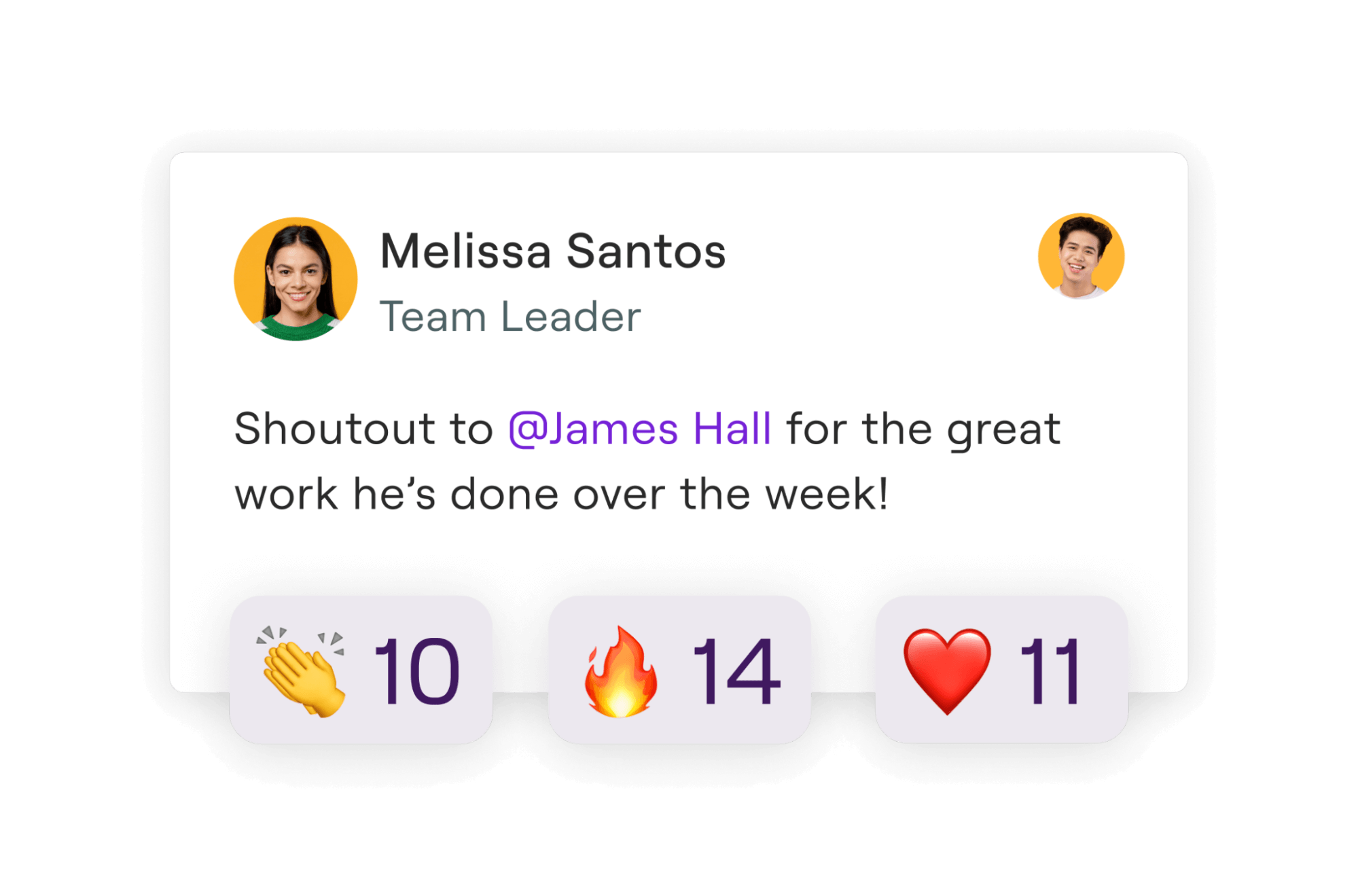 screenshot of Employment Hero Shoutouts Feed