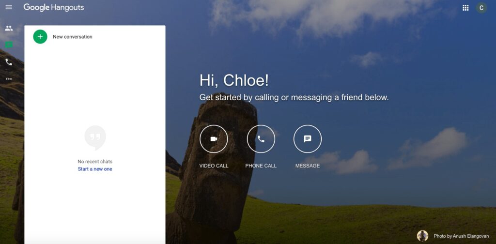 Screenshot of using Google Hangouts for remote meetings