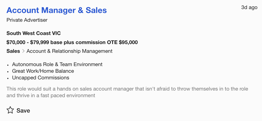 Job description for Account Manager and Sales role