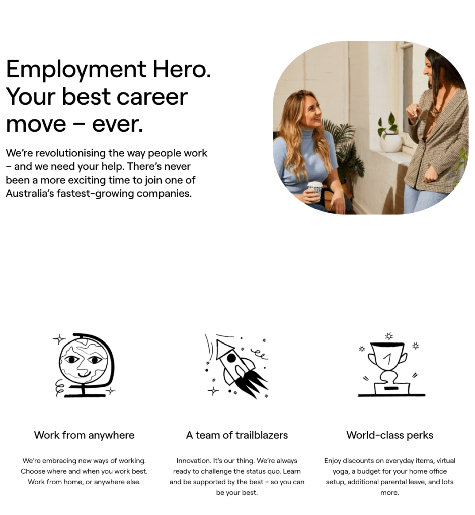 Employment Hero Careers Page Employee Perks