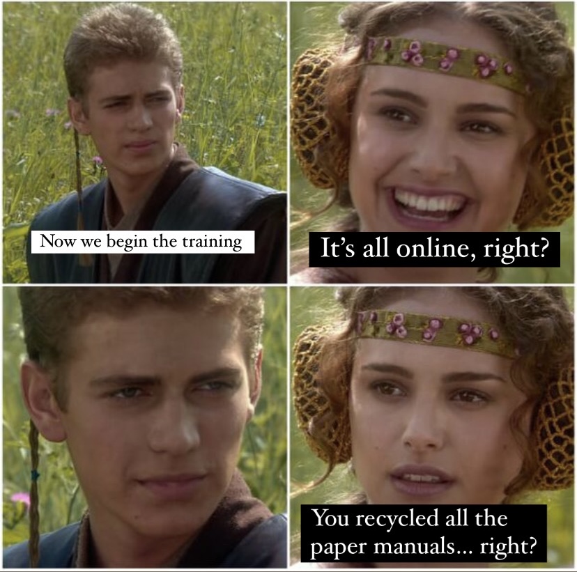 Star Wars meme about online training