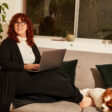 woman laptop and dog