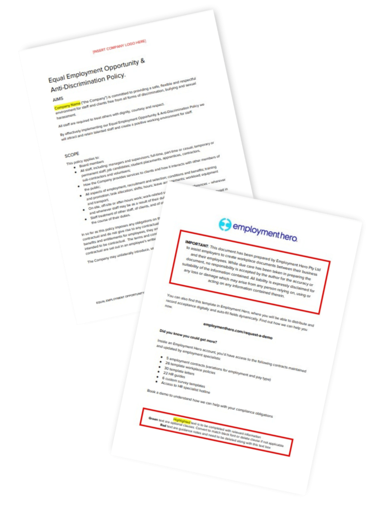 Equal employment and anti-discrimination policy template