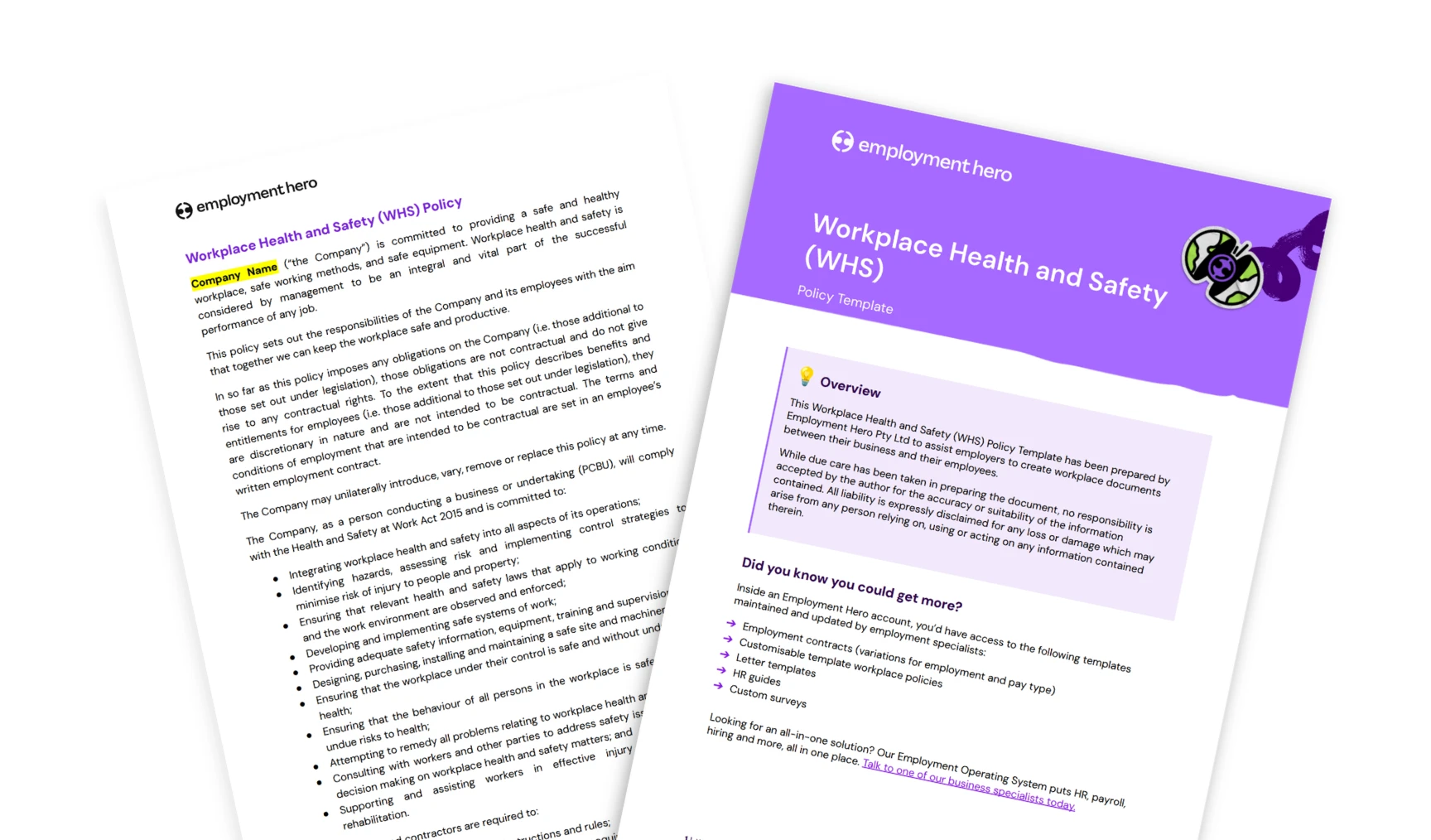 Workplace Health and Safety (WHS) policy template and guide