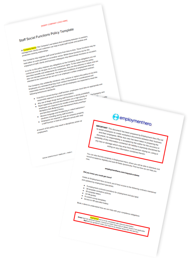 Workplace Social Events Policy Template