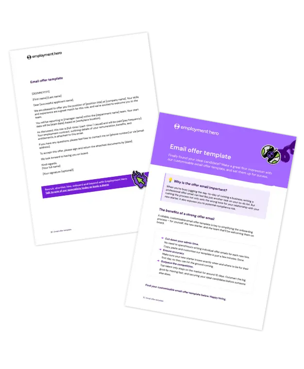 Employment offer template preview