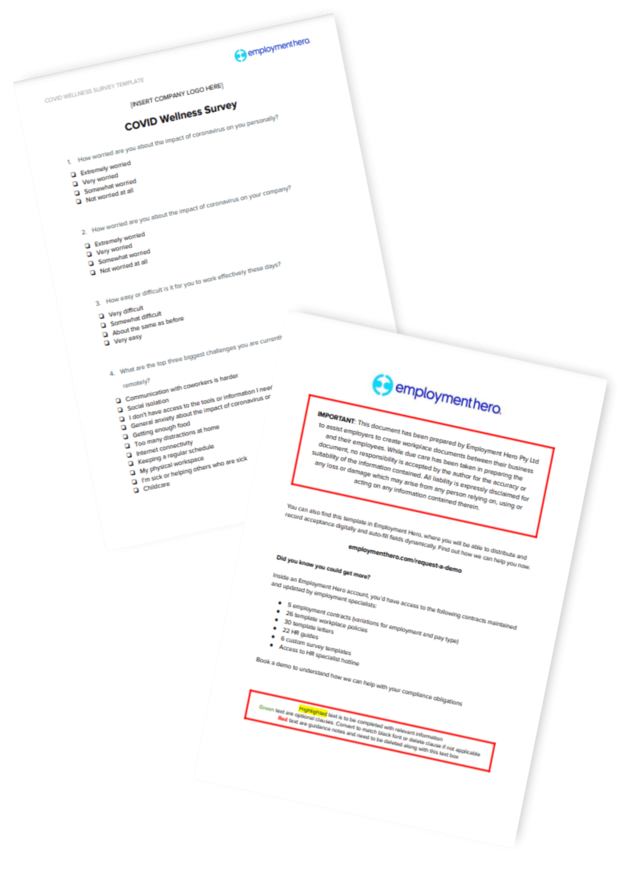 Covid-19 employee wellness survey template
