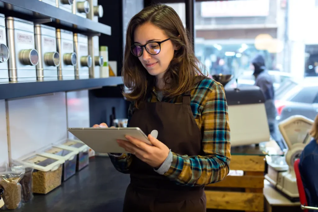 Employee checking inventory stock