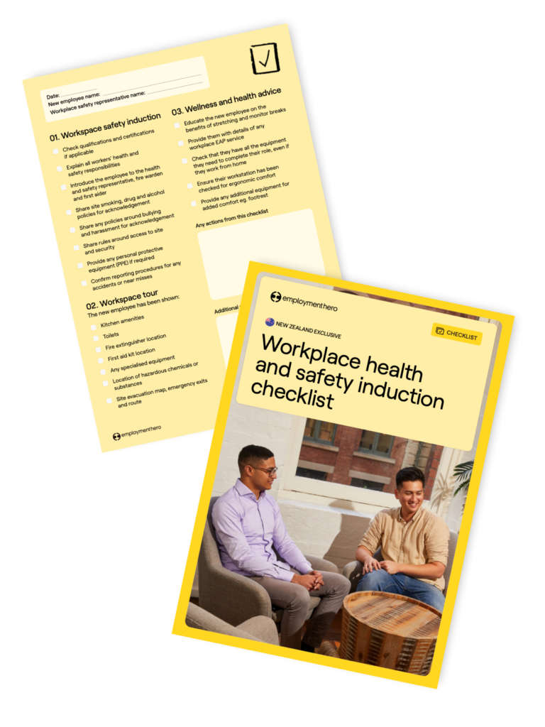 Workplace health and safety induction checklist