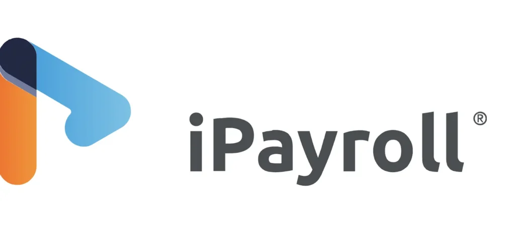 iPayroll logo with stylized blue and orange "iP" icon followed by the word "iPayroll" in grey.