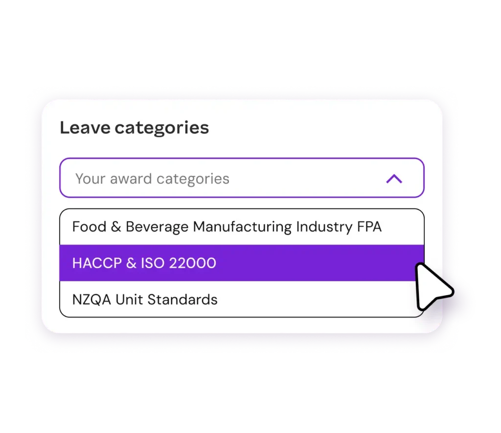 Leave categories displayed in a chart format, outlining different types of leave available to employees.