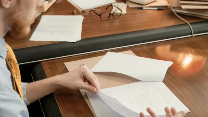 Man looking through documents