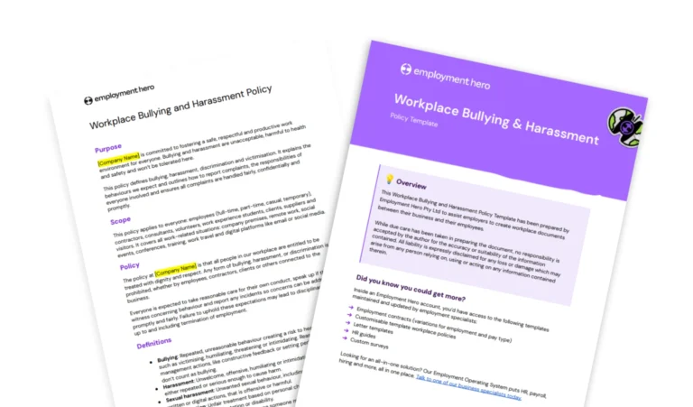 Bullying and harassment policy: template and guide