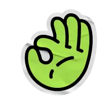 Green hand making an OK gesture