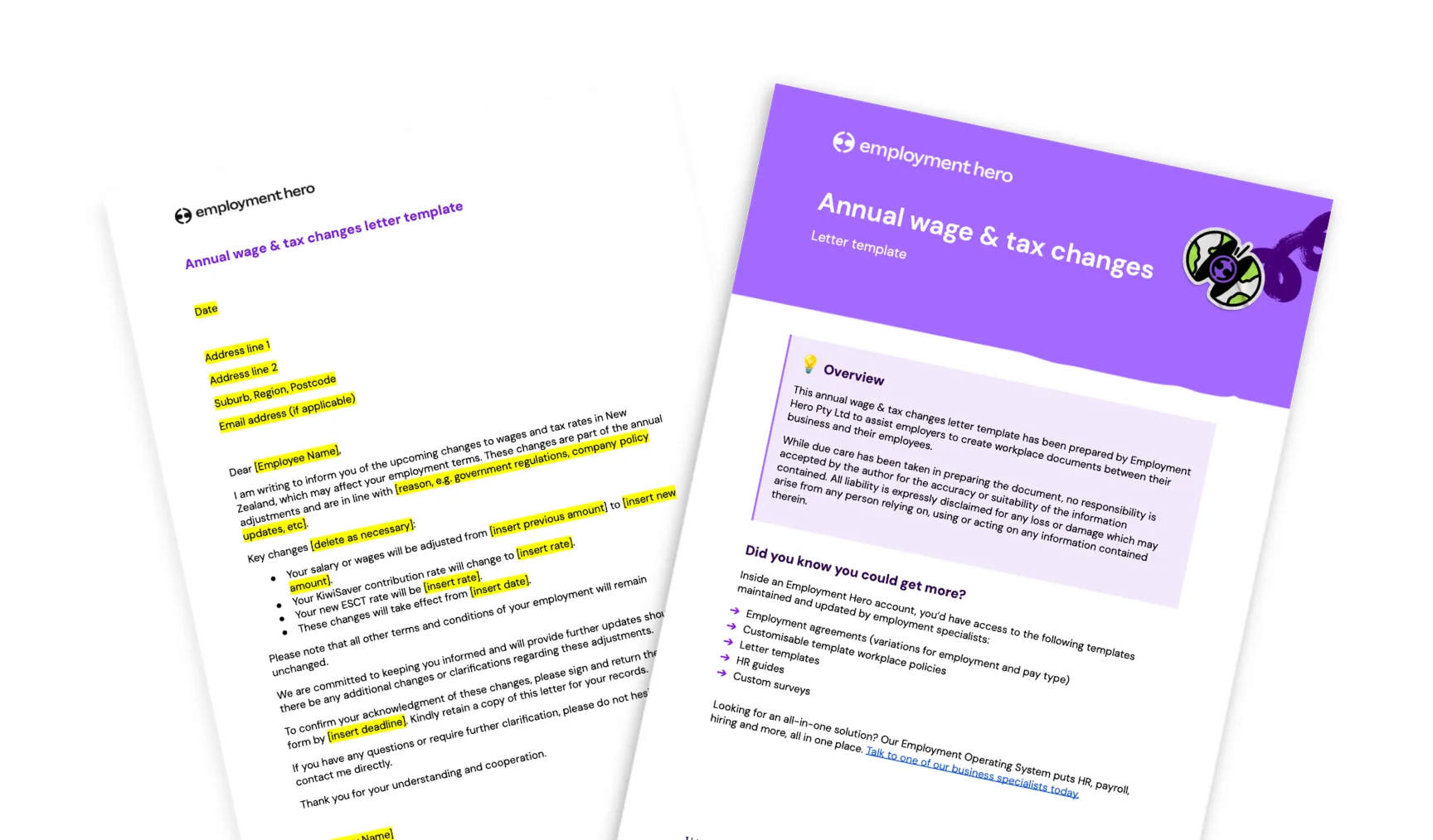 Letter template: Annual wage & tax changes