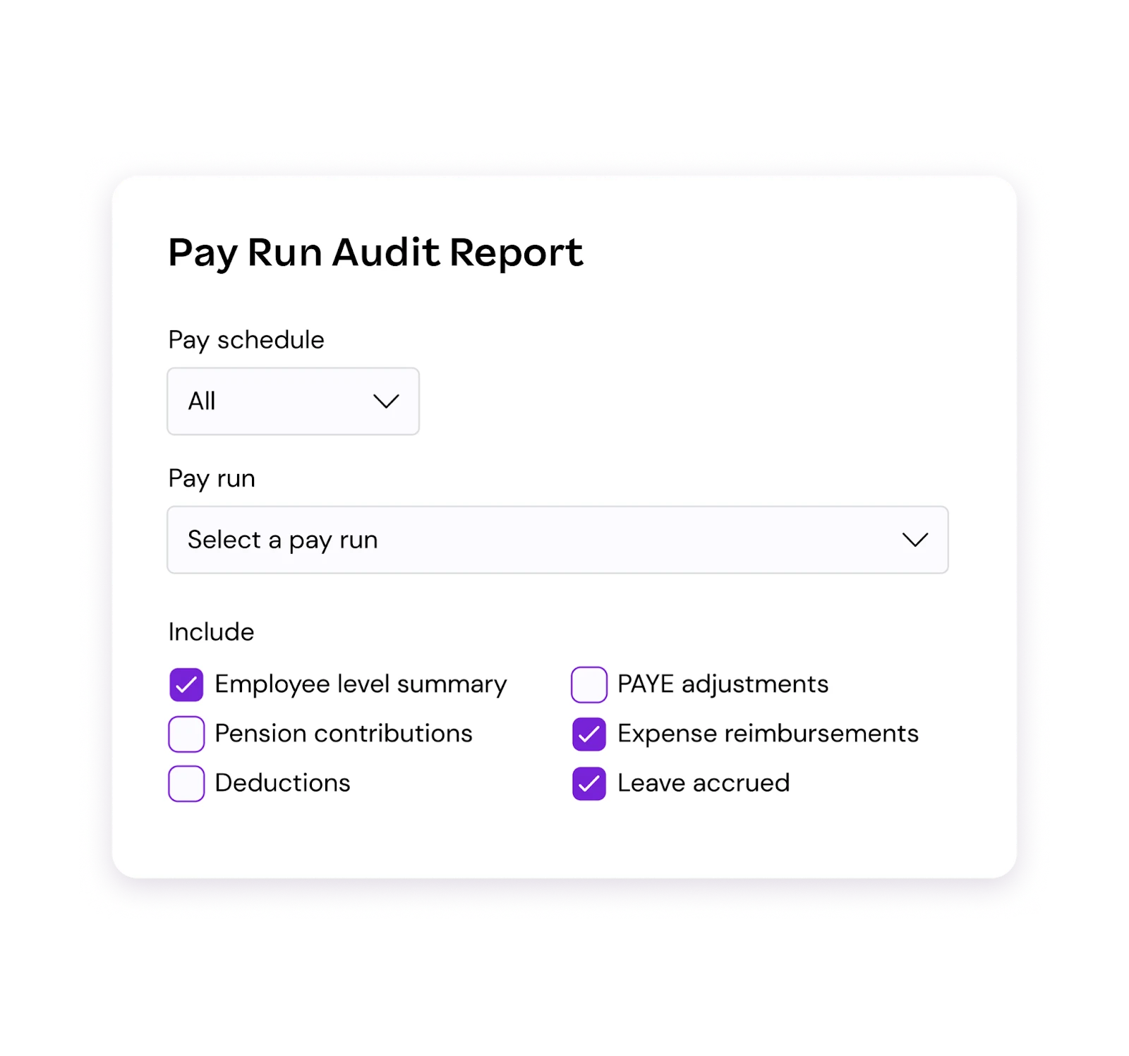 Pay Run Audit report
