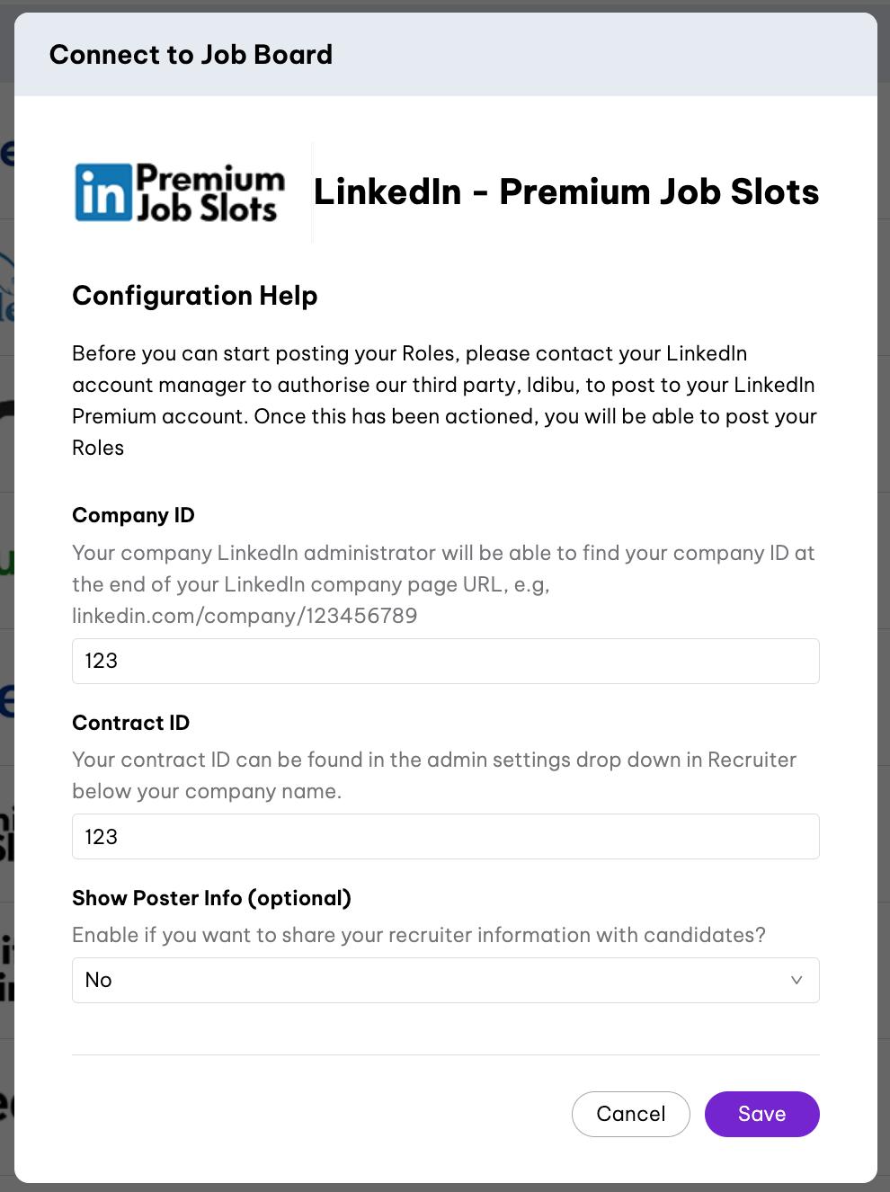 Linkedin Premium Job Board integration