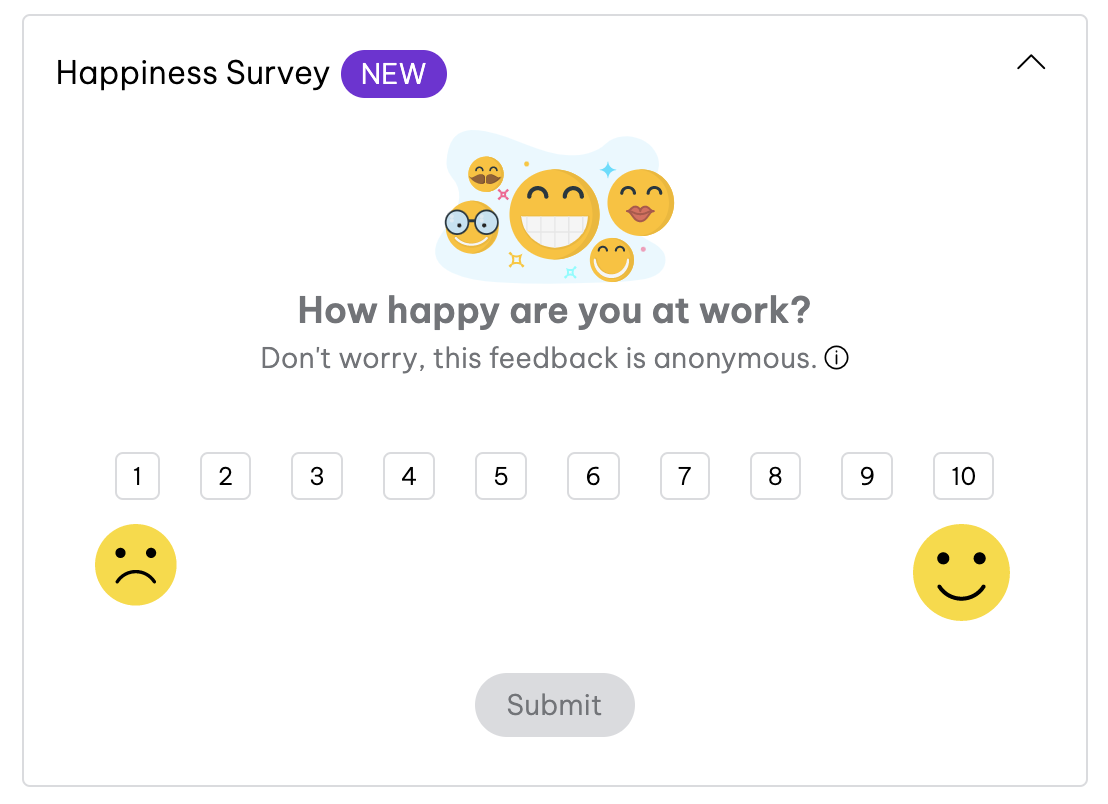 Get accurate employee happiness insights with our anonymous happiness survey