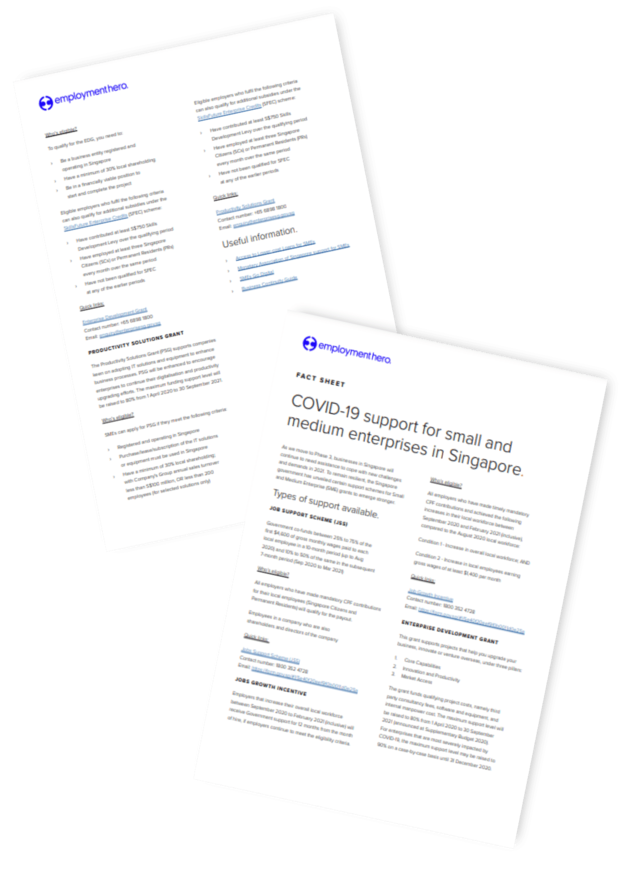 Covid-19 business support factsheet for Singapore SMEs