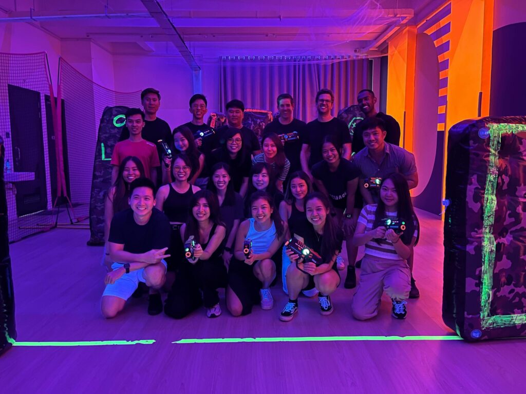 team bonding at laser tag