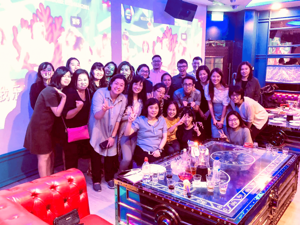 Team photo at Karaoke at K.STAR