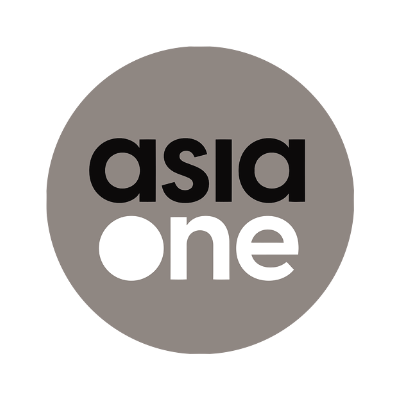 The AsiaOne logo featuring bold black and white text within a gray circle